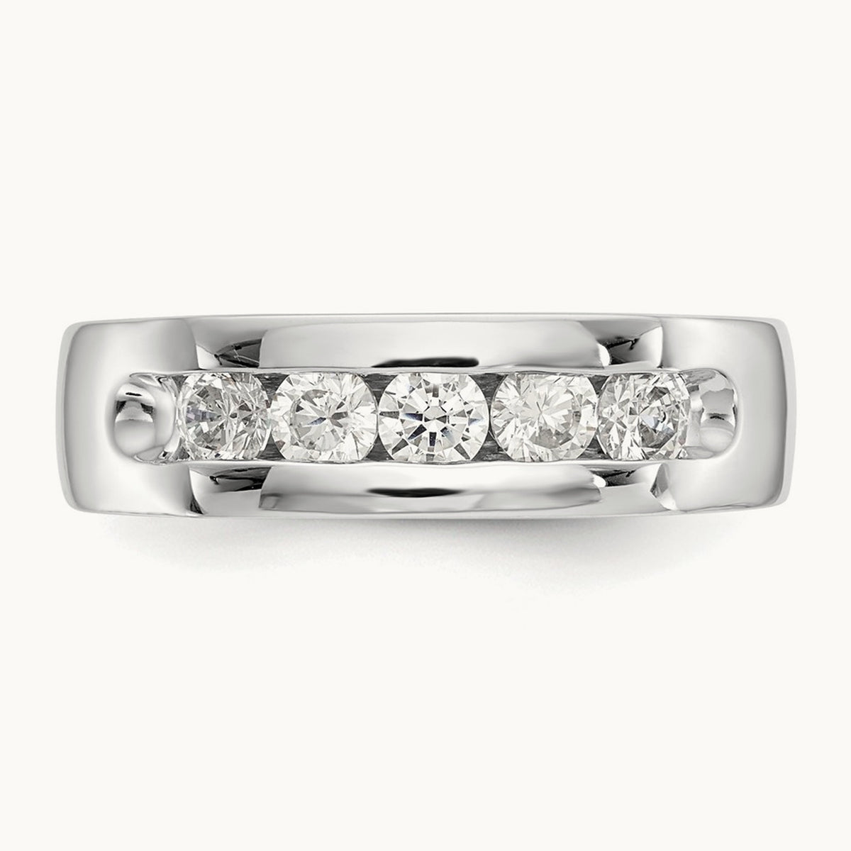 5-Stone Diamond Channel Band, 14K White Gold