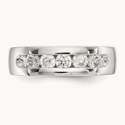 5-Stone Diamond Channel Band, 14K White Gold