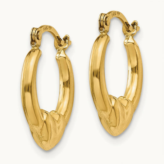 Hollow Heart Hoop Earrings, 14K