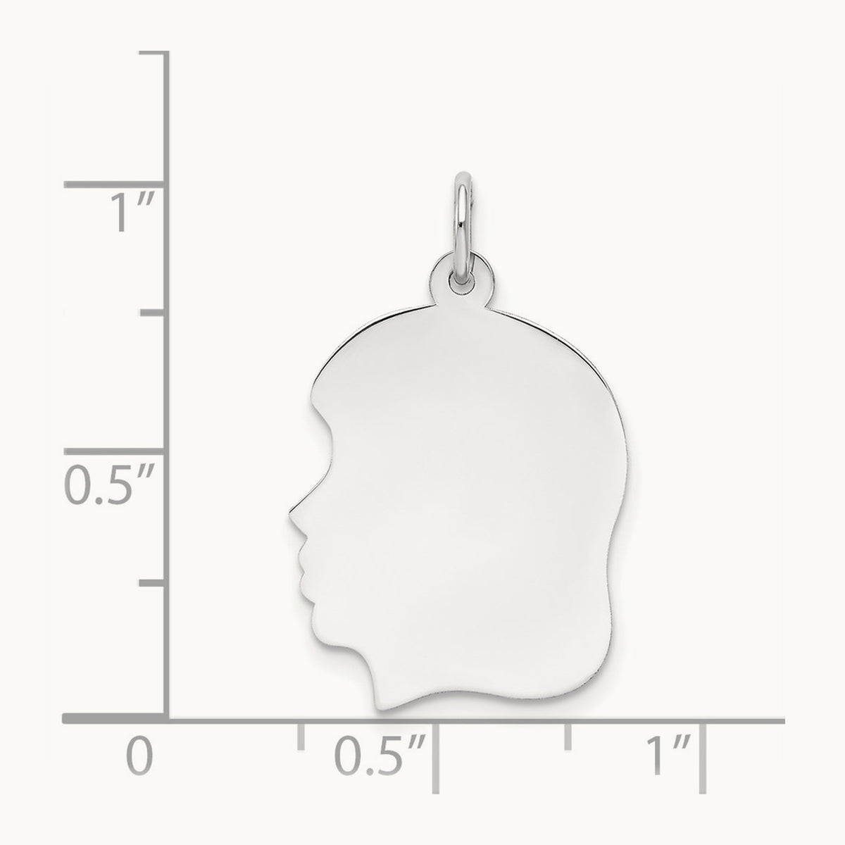 Plain Medium.013 Depth Facing Left Engravable Girl Charm — 27mm