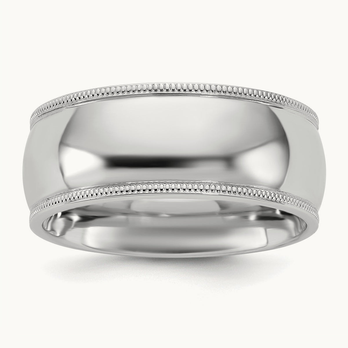 Milgrain Comfort Fit Band — 14K White Gold, 8mm