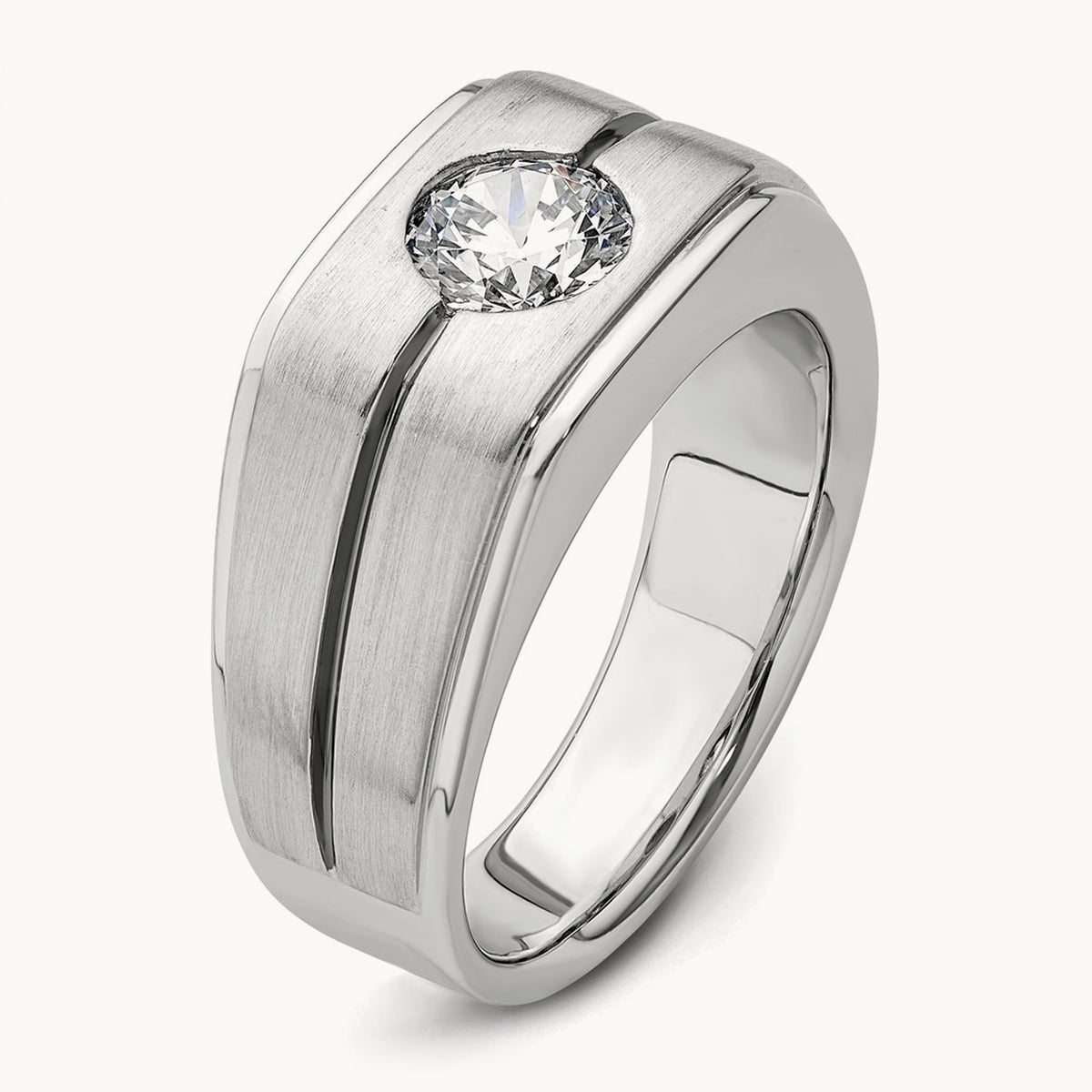 With Blk RH Men's Ring, 1.00 ct tw Lab-Grown Diamond