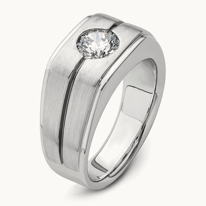 With Blk RH Men's Ring, 1.00 ct tw Lab-Grown Diamond