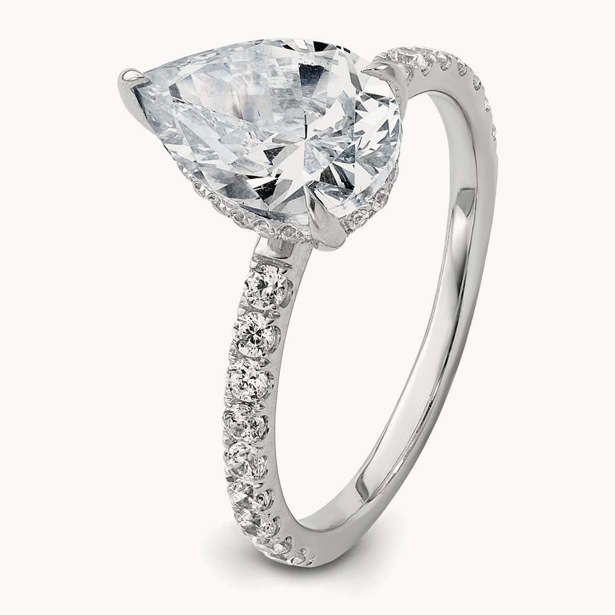 Pear Solitaire Engagement Ring, 1.25-4.75 ct tw Lab-Grown Diamond — 2 5/8 ct, 14K White Gold