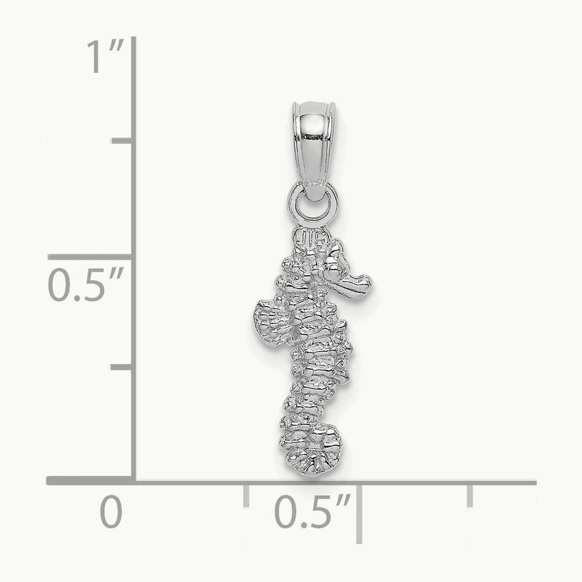 3-D Mini Seahorse Charm — 14K White Gold