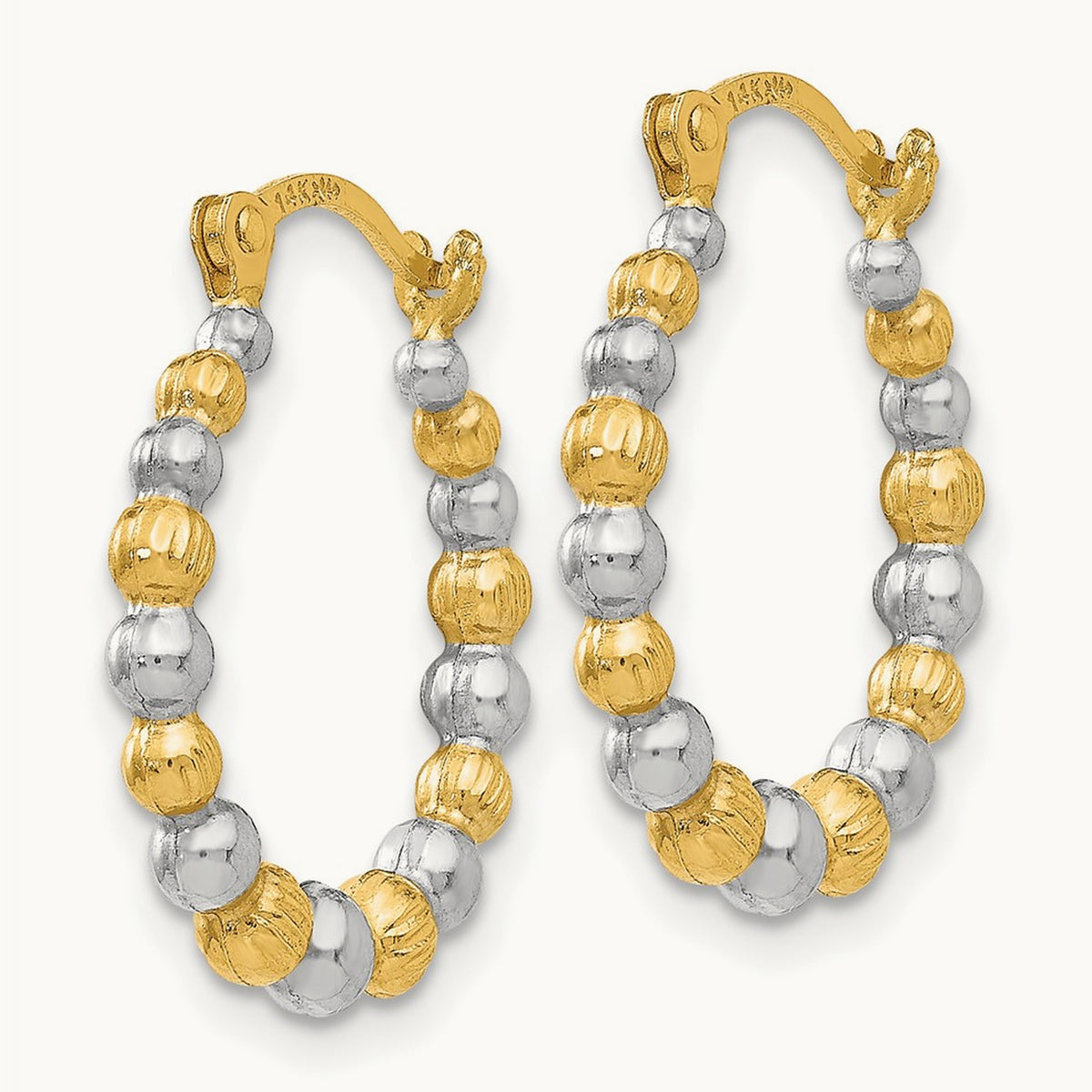 Beaded Hoop Earrings — 14K Two-Tone Gold