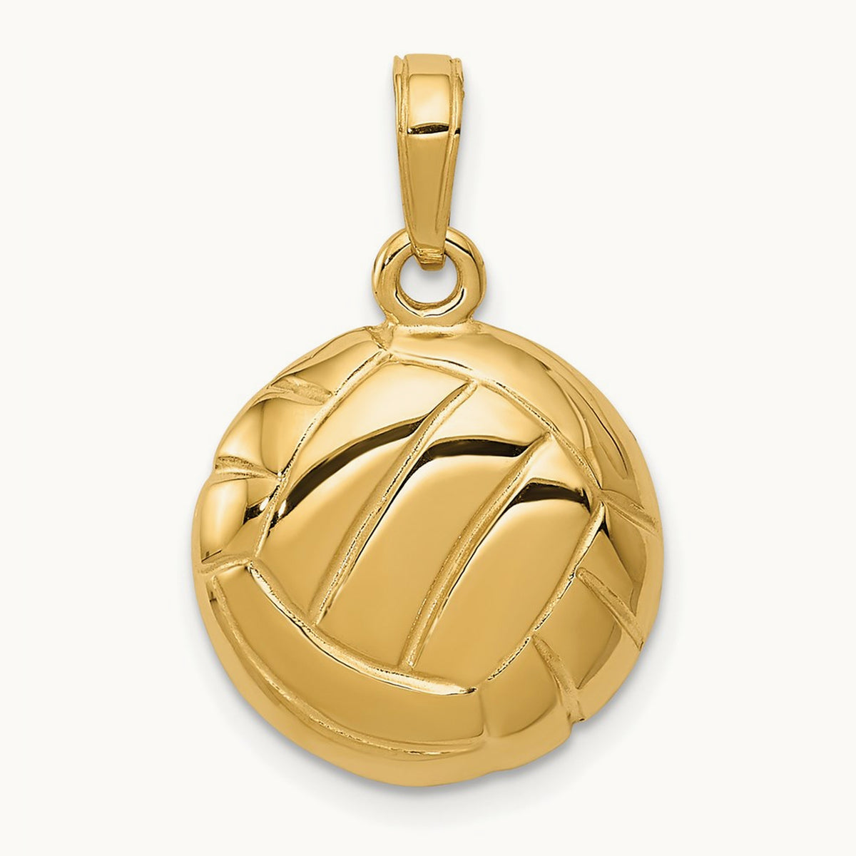 Polished Open-Backed Volleyball Pendant, 14K