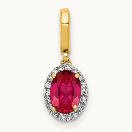 Diamond and .99 Ruby Halo Pendant, 14K