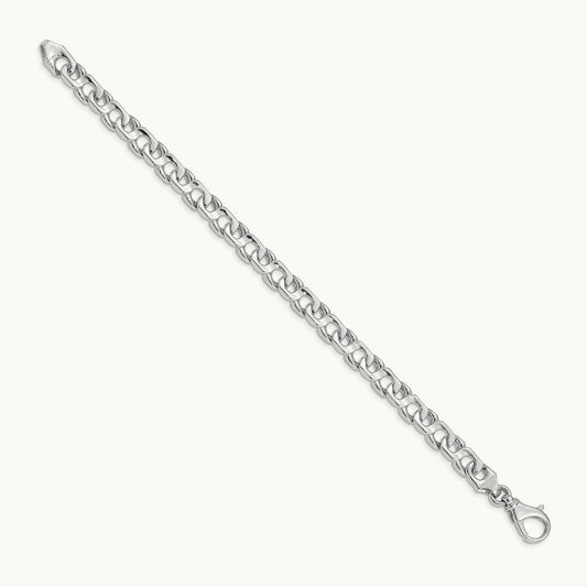 Hand-polished Fancy Link Bracelet, 7.4mm, 14K White Gold