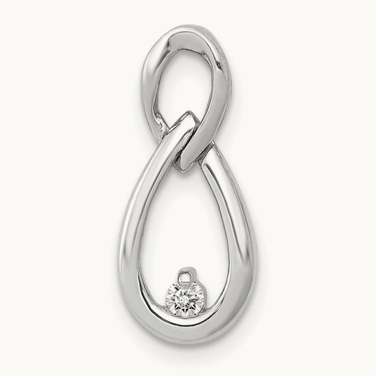 1/20ct. Diamond Teardrop Infinity Chain Slide, 14K White Gold
