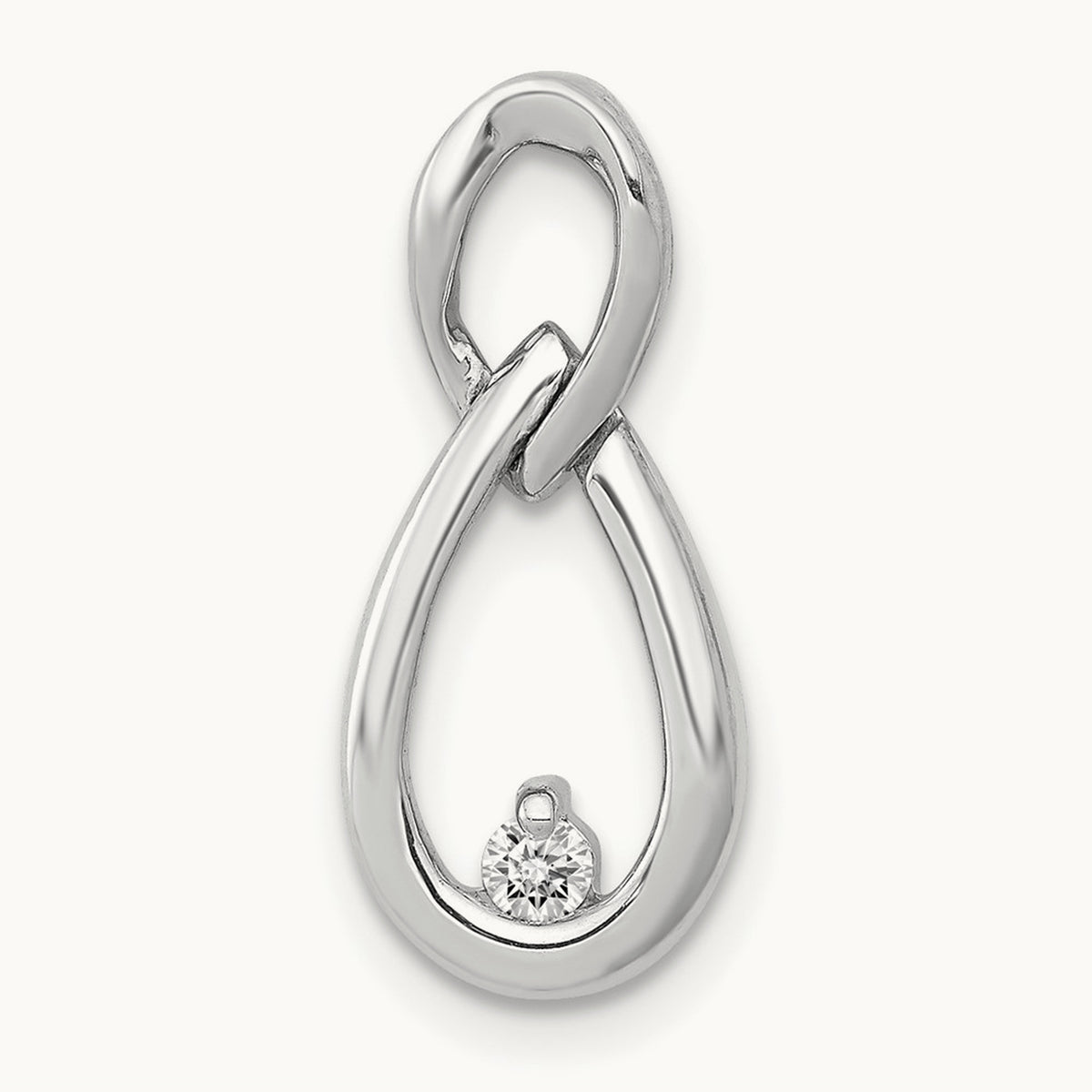 1/20ct. Diamond Teardrop Infinity Chain Slide, 14K White Gold