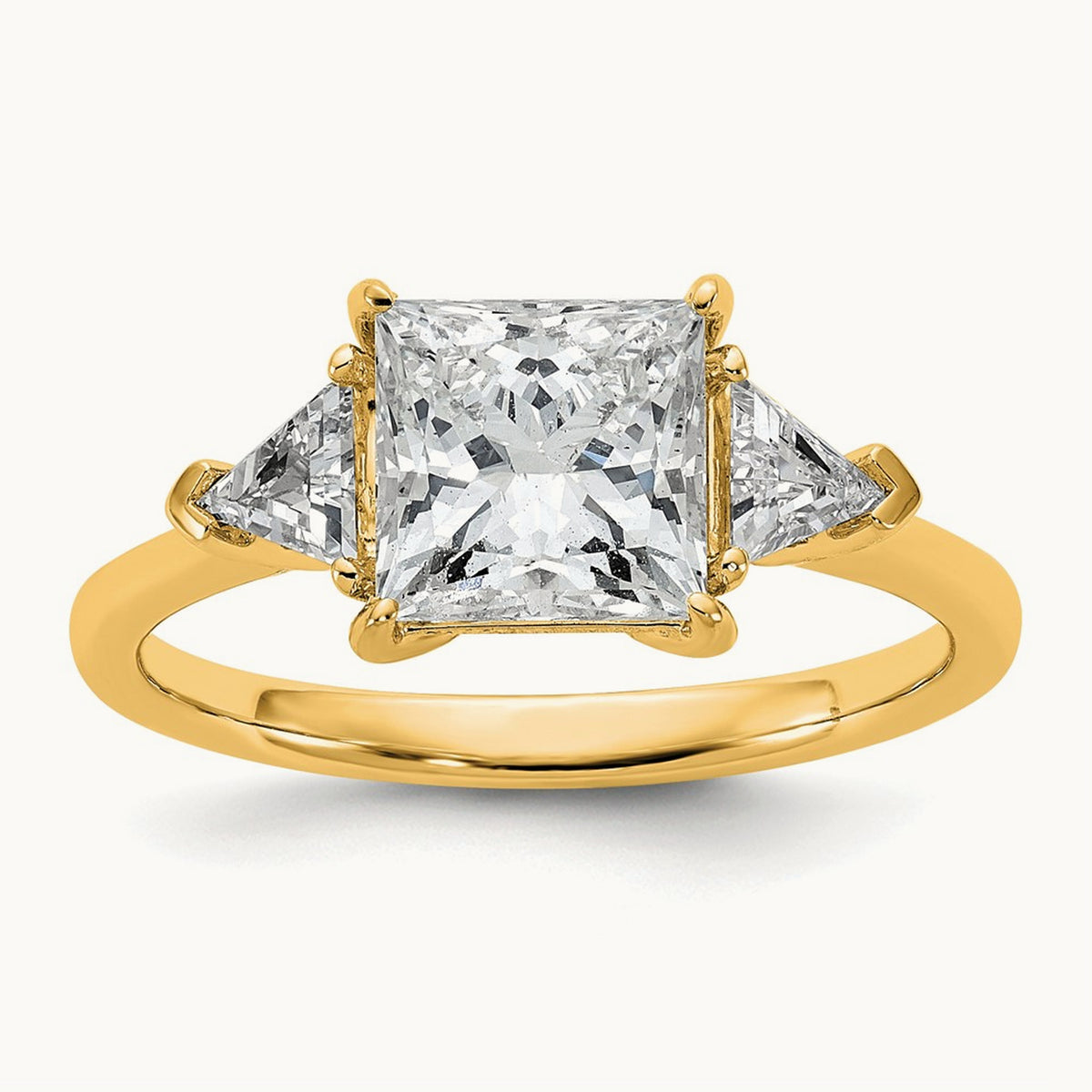 Princess/Trillion Engagement Ring, 1.50-4.00 ct tw Lab-Grown Diamond — 2 1/2 ct, 14K Yellow Gold
