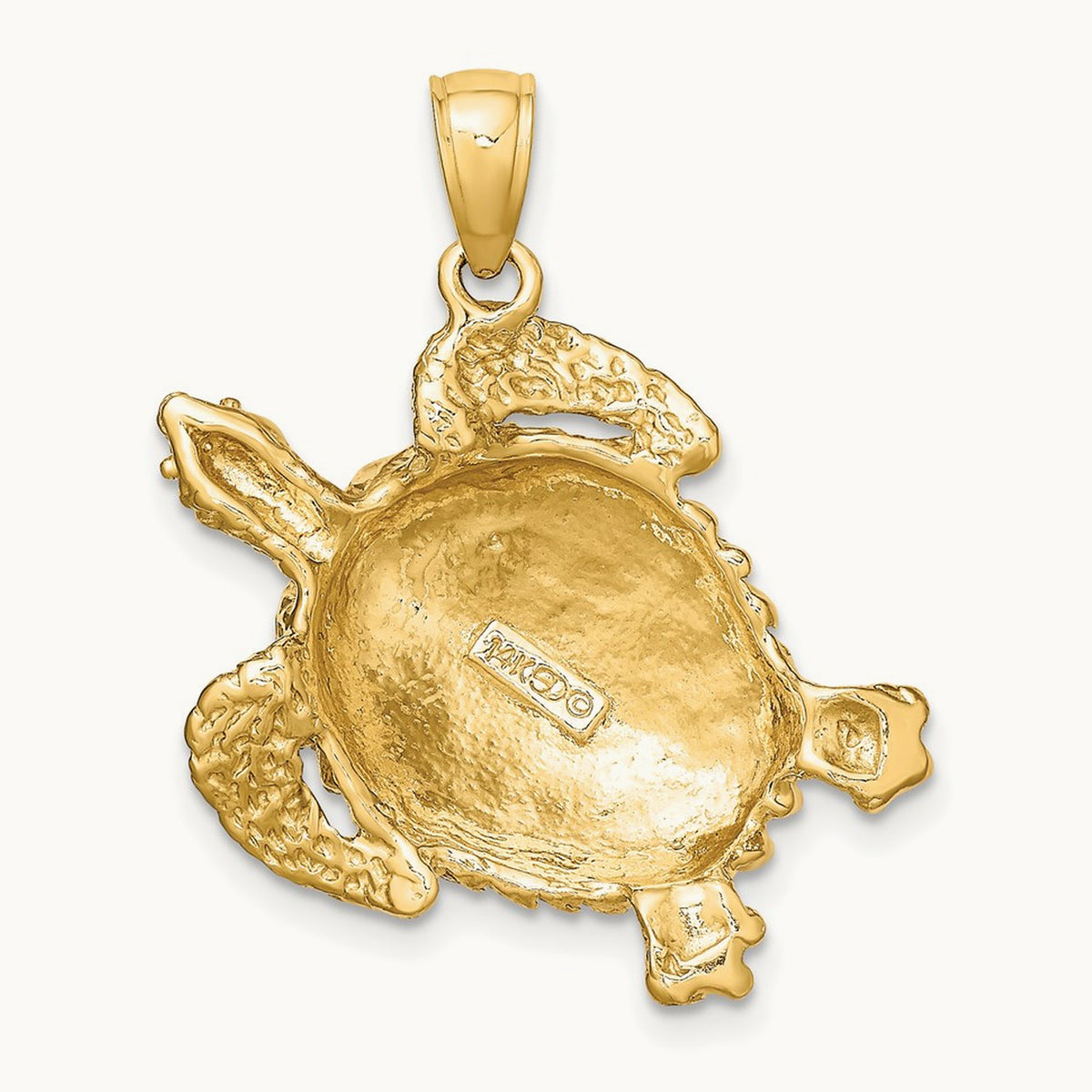 Textured Sea Turtle Charm — 14K Yellow Gold