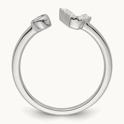 Initial V Adjustable Ring, 0.15 ct tw Lab-Grown Diamond