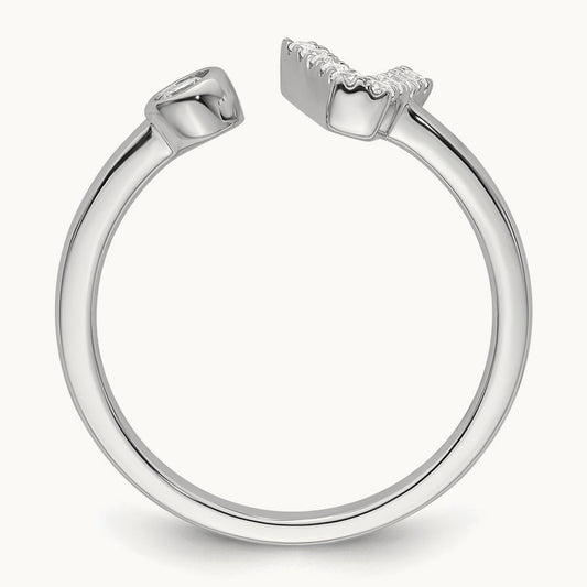 Initial V Adjustable Ring, 0.15 ct tw Lab-Grown Diamond