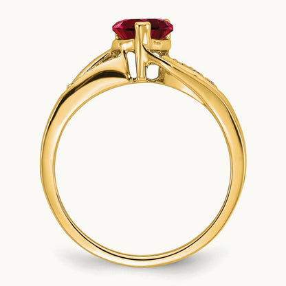 Created Ruby and Lab-Grown Diamond Heart Ring — 14K Yellow Gold, 7