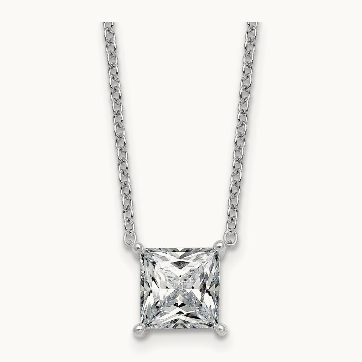 Princess Pendant Necklace, 0.25-4.00 ct tw Lab-Grown Diamond — 3 ct, 14K White Gold