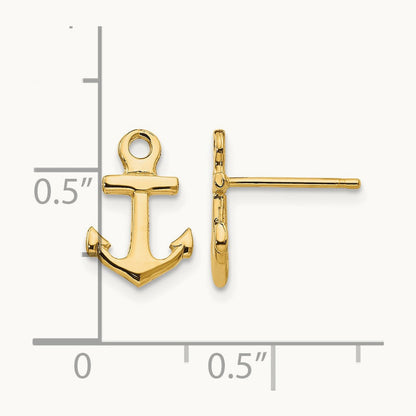 Anchor Post Earrings — 14K Yellow Gold