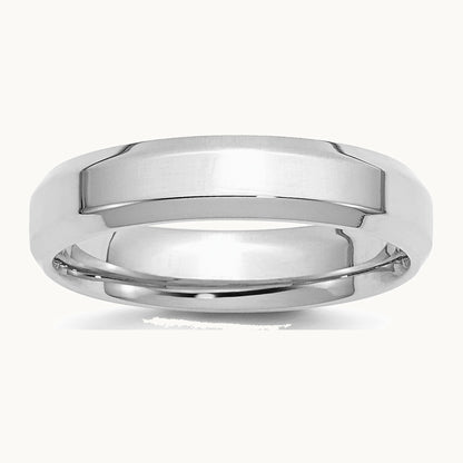 Sterling Silver Rhodium-plated 5mm Bevel Edge Band