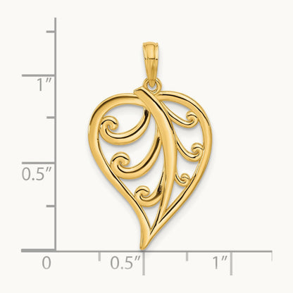 Polished Leaf Pendant, 14K
