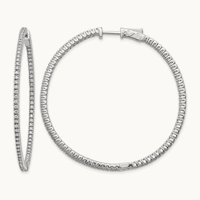 Safety Clasp in/Out Hoop Earrings, 1.25 ct tw Lab-Grown Diamond