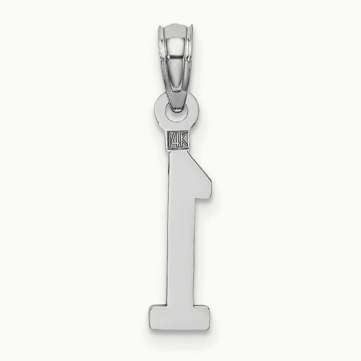 Polished Number 1 Pendant — 14K White Gold, 18.83mm