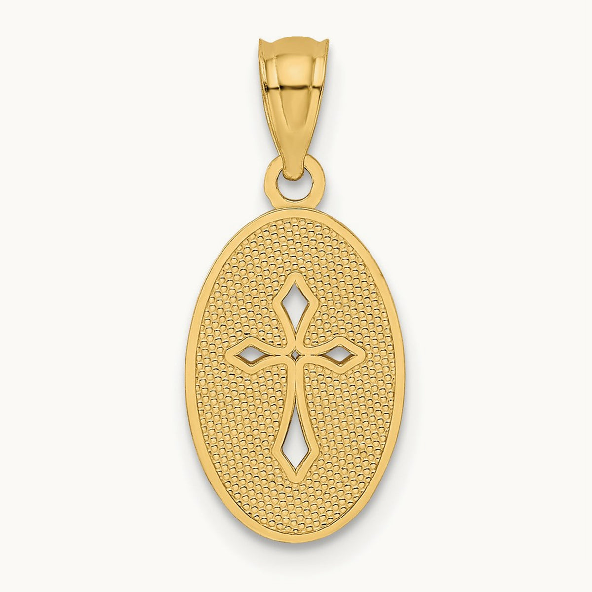 Polished Small Cross Medal Pendant, 14K Gold