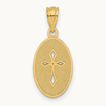 Polished Small Cross Medal Pendant, 14K Gold