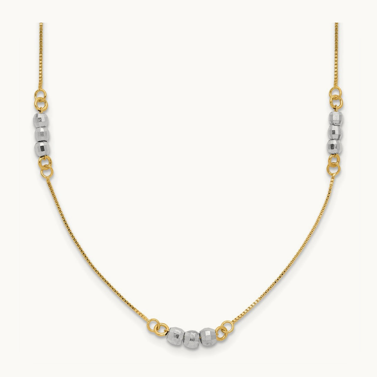 Mirror Beaded Necklace, 14K Two-tone