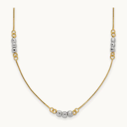 Mirror Beaded Necklace, 14K Two-tone