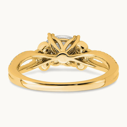 1ct Oval Split Shank Semi-Mount Eng. Dia Ring, 14K Gold