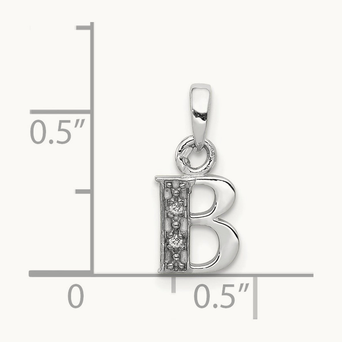 Diamond Letter B Initial Pendant, 14K White Gold with Rhodium
