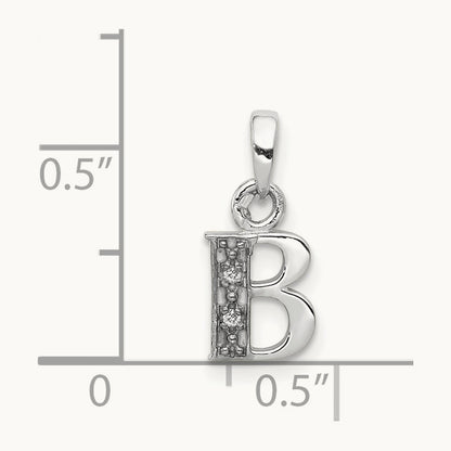 Diamond Letter B Initial Pendant, 14K White Gold with Rhodium