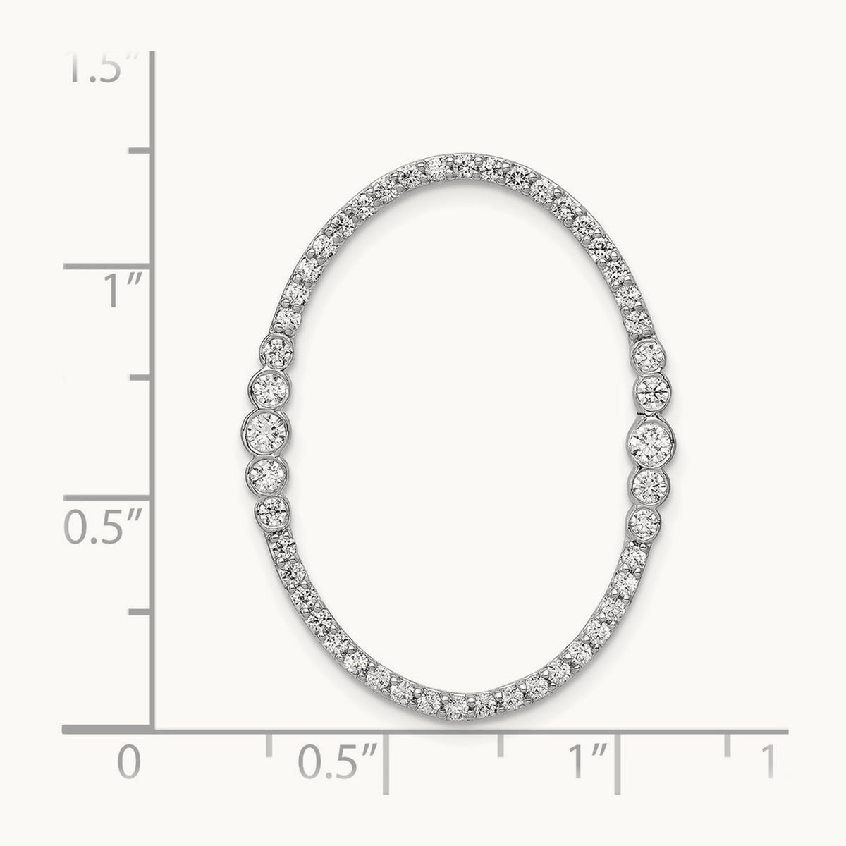 Diamond Oval Chain Slide Pendant, 14K White Gold