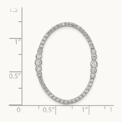 Diamond Oval Chain Slide Pendant, 14K White Gold