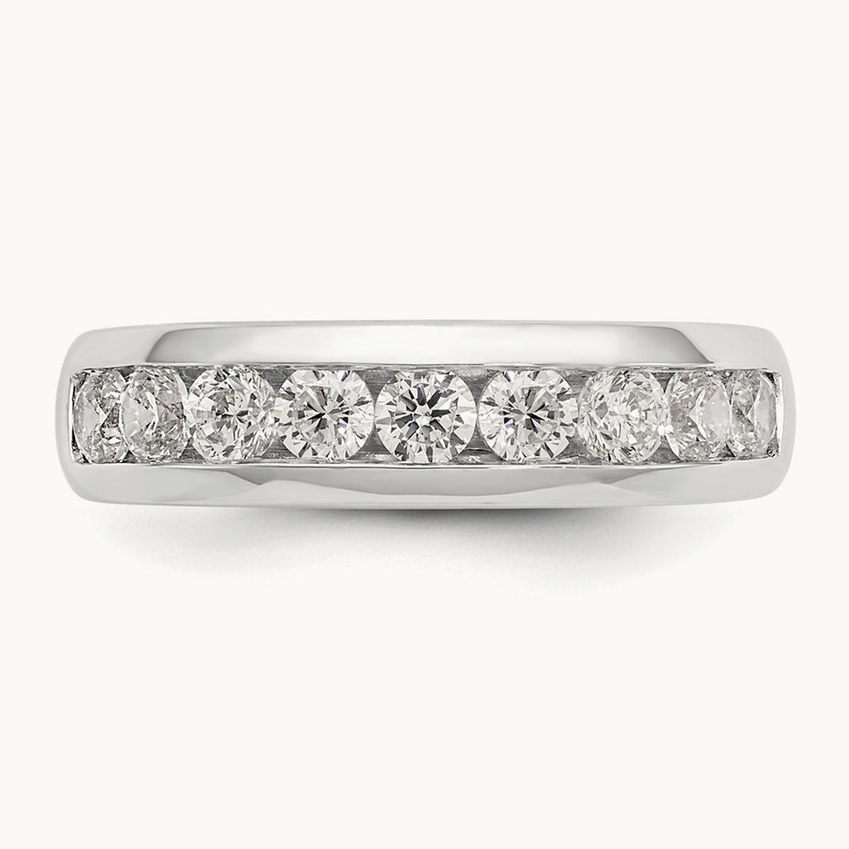 9-Stone Diamond Channel Band, 14K White Gold