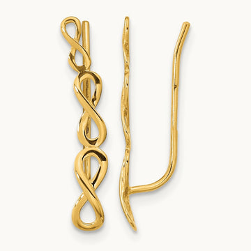 Polished Infinity Ear Climber Earrings, 14K Gold