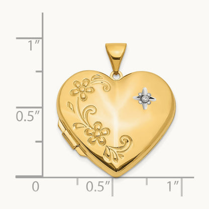 Diamond Floral Family Heart Locket, 14K