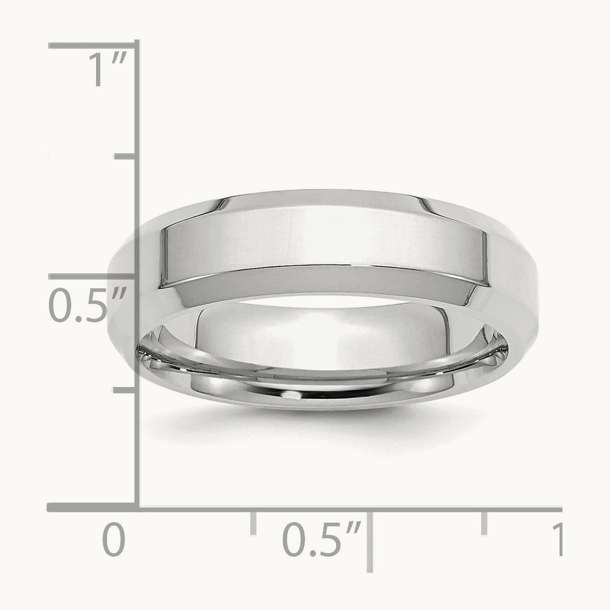 Rhodium-plated Bevel Edge Band — 9.5