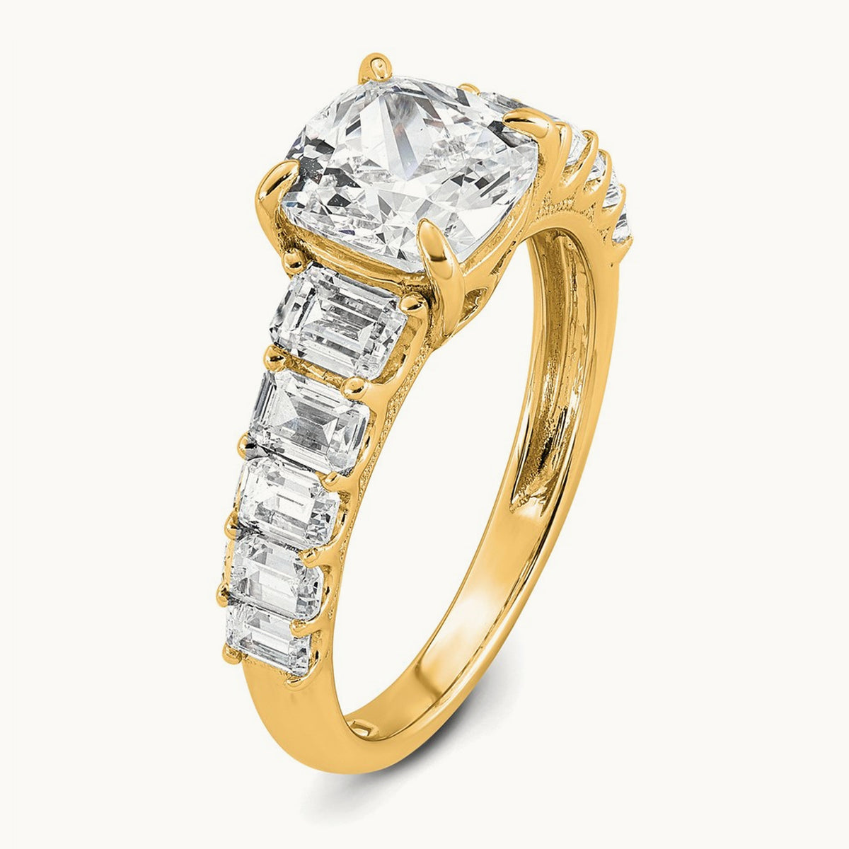 Cushion Engagement Ring, 3.25 ct tw Lab-Grown Diamond — 14K Yellow Gold