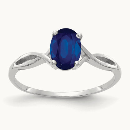 7x5mm Oval Sapphire ring, 14K White Gold