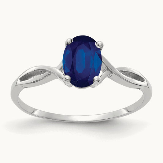 7x5mm Oval Sapphire ring, 14K White Gold