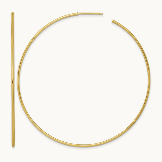 1.2 x Polished Post Hoop Earrings, 65mm, 14K