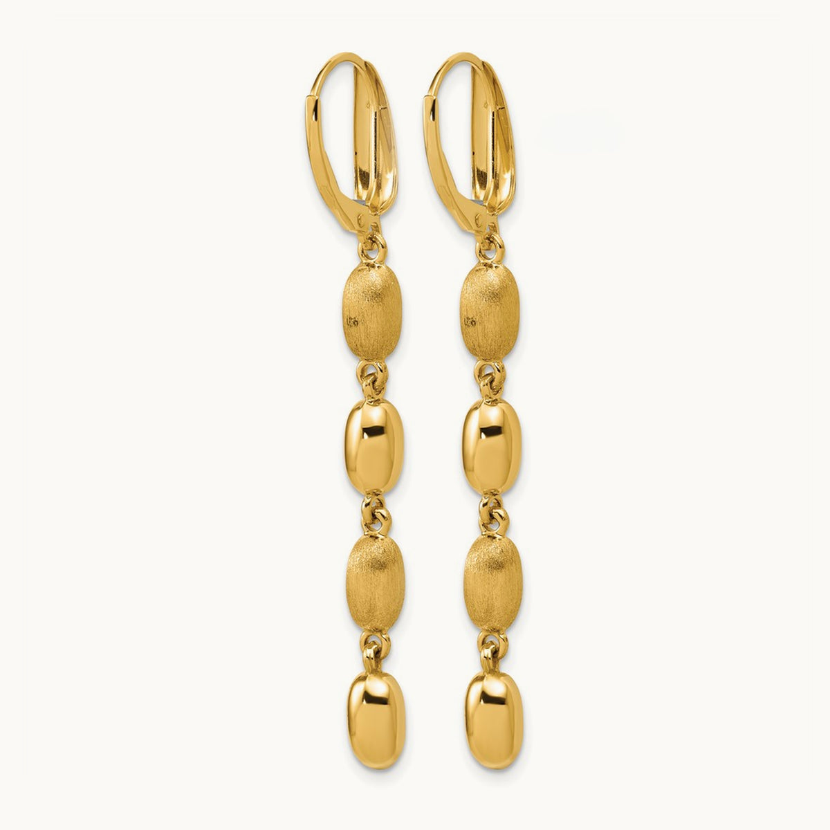Polished and Brushed Fancy Leverback Dangle Earrings, 14K — Leslie's