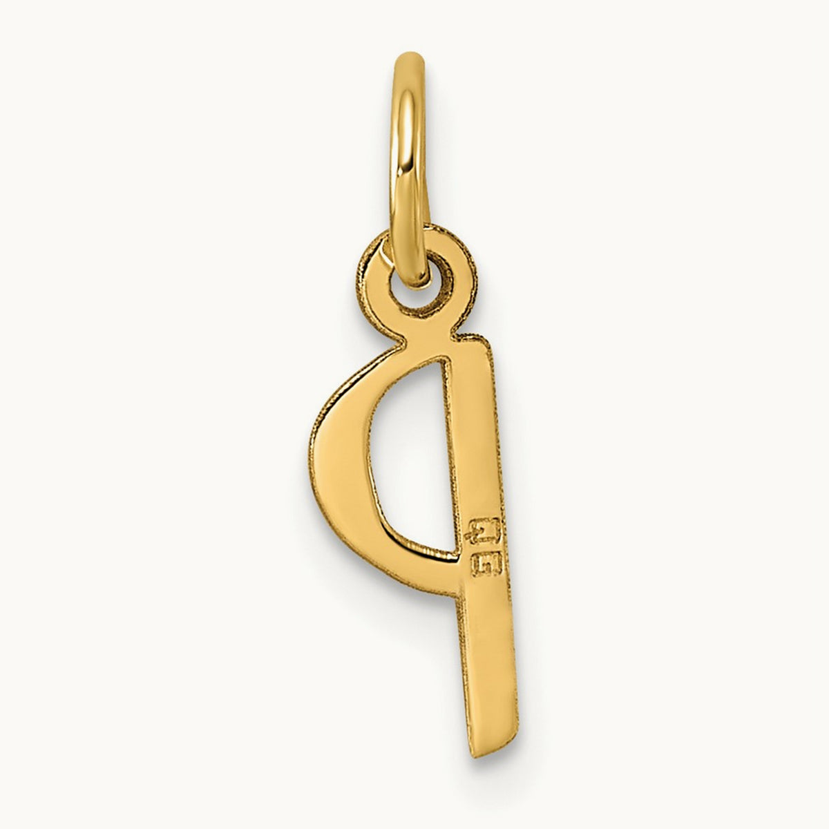 Small Slanted Block Initial Charm — 14K Yellow Gold, P