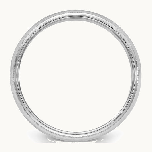 Sterling Silver Rhodium-plated 5mm Half Round Milgrain Band