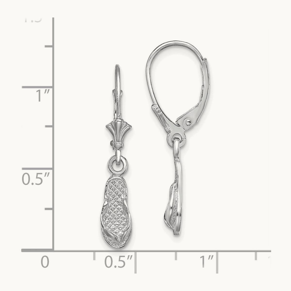 Flip Flop Leverback Earrings, 14K White Gold