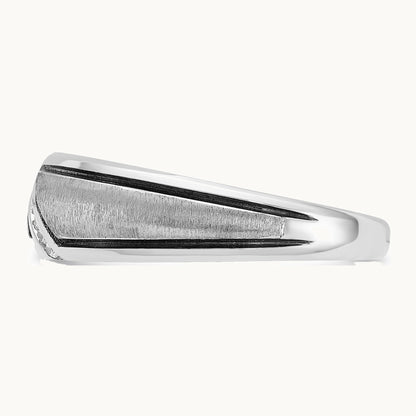 IBGoodman 14K White Gold with Black Rhodium Men's Polished and Satin 1/15 Carat AA Quality Diamond Ring