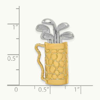 Golf Bag with Clubs Pendant, 14K Two-tone