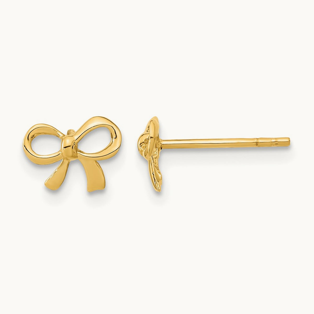 Polished Bow Post Earrings, 14K Gold